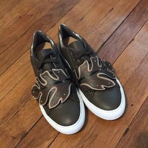 NWT Women Moncler Lenny Sneaker in Olive Green 37